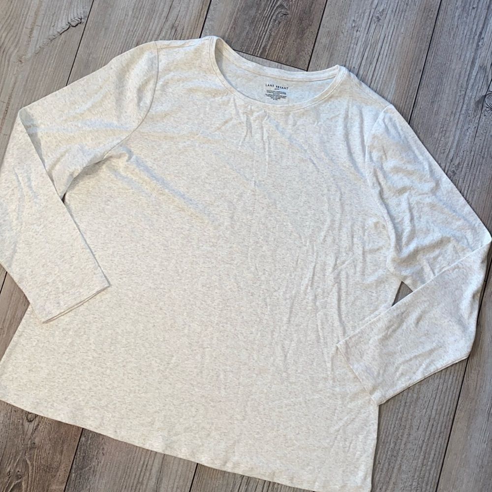Lane Bryant Boat Neck Long Sleeve Cotton/Spndex Oatmeal Color Size 22/24 nwot